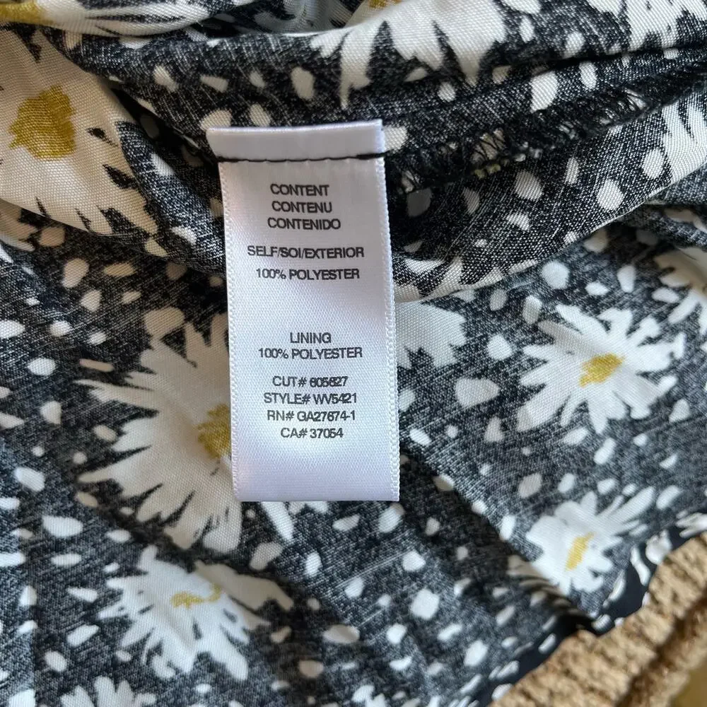 Eva Franco Midi Skirt Size 4 Tunisia Black Daisies Double Layer Overlay Tulle